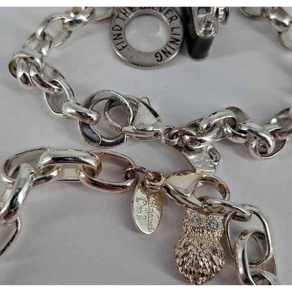 Origami Owl Chunky Silver Living Locket Charm Bracelet Set With Pave-Encrusted L - Picture 3 of 8
